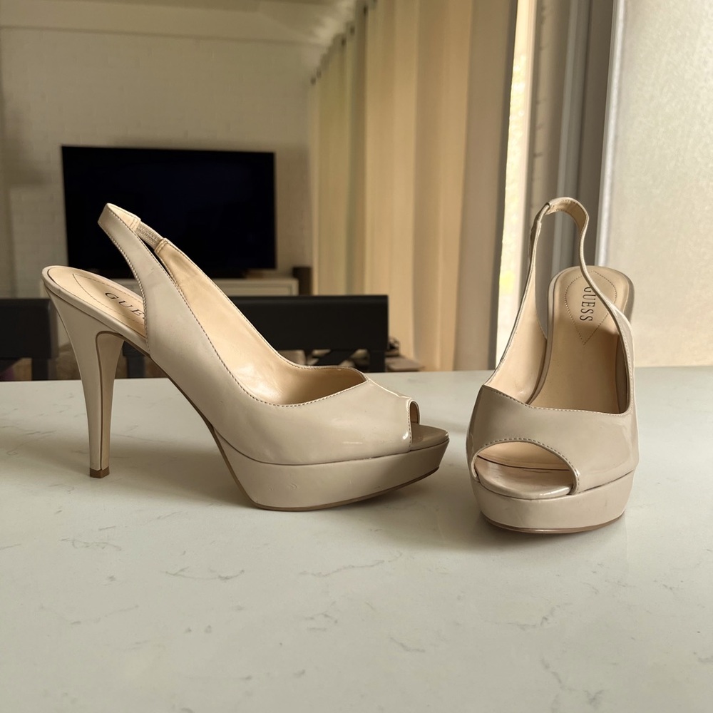 GUESS Nude Peep Toe Slingbacks